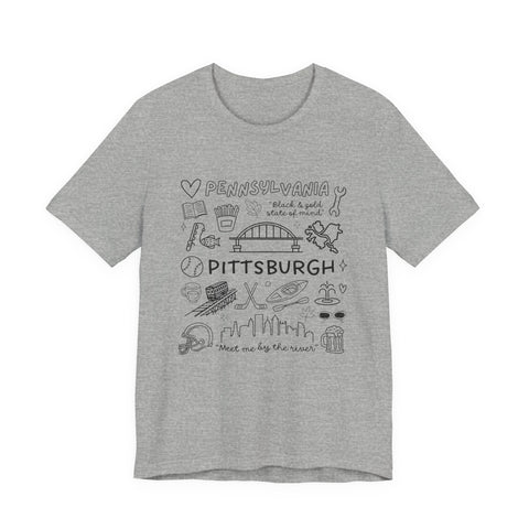 Pittsburgh Doodle Collage - Unisex Jersey Short Sleeve Tee