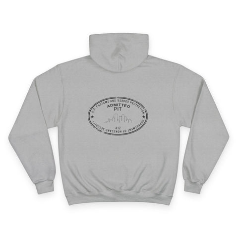 Pittsburgh Border Stamp - Print on back - Champion Hoodie