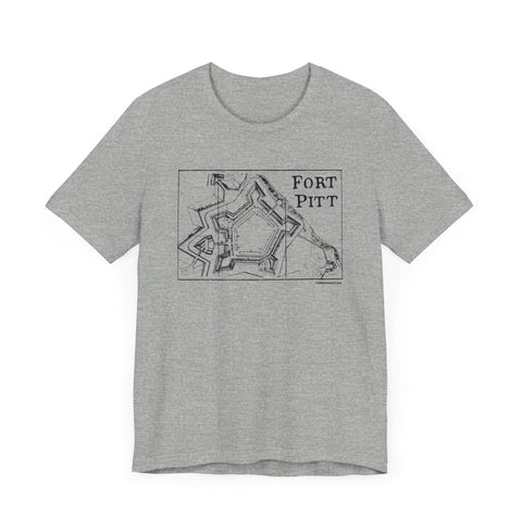 Fort Pitt Map - Retro - Short Sleeve t-shirt