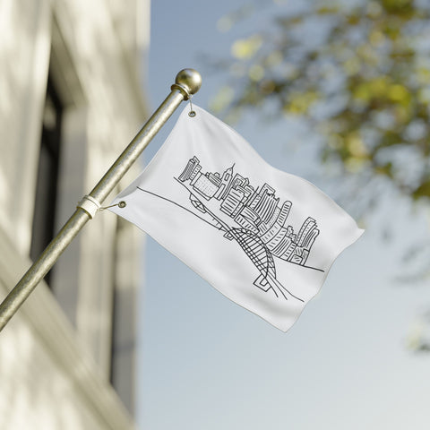 Pittsburgh Cartoon Skyline - Double Sided Flag