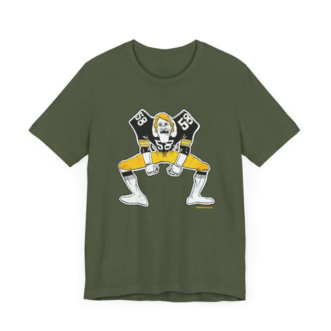 Pittsburgh Football Linebacker Cartoon -  Short Sleeve Tee T-Shirt Printify Military Green XS 