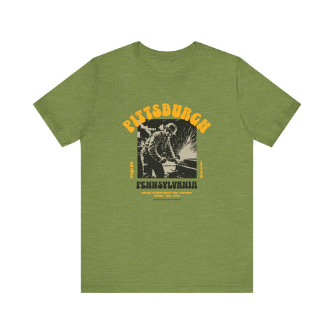 Pittsburgh Steel Legacy: Forging History T-Shirt T-Shirt Printify Heather Green S 