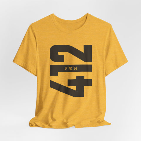 412 Bold Vertical Number Tee — Minimalist Monochrome Graphic T-Shirt