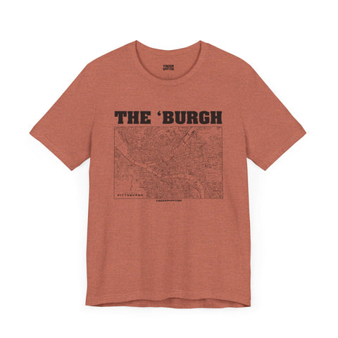 The 'Burgh Retro Map   - Short Sleeve Tee T-Shirt Printify Heather Clay S 