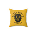 Pittsburgh Hockey Yellow & Black Square Pillow Home Decor Printify 14" × 14"