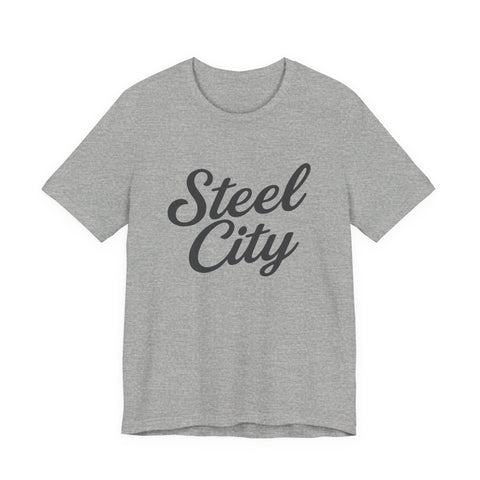 Steel City Cursive Print - Unisex Jersey Short Sleeve Tee
