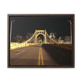 Pittsburgh Roberto Clemente Bridge at Night printed on Canvas Wraps, Horizontal Frame Canvas Printify 14″ x 11″ Walnut 1.25"