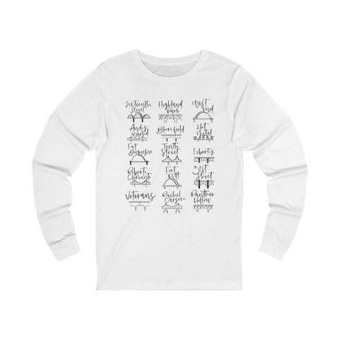 Pittsburgh Bridges Doodle - Unisex Long Sleeve Tee