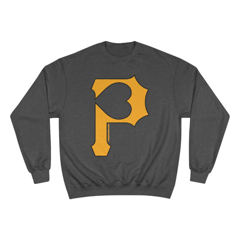 Heart of Pittsburgh - P for Pittsburgh Series - Champion Crewneck Sweatshirt Sweatshirt Printify Charcoal Heather S 