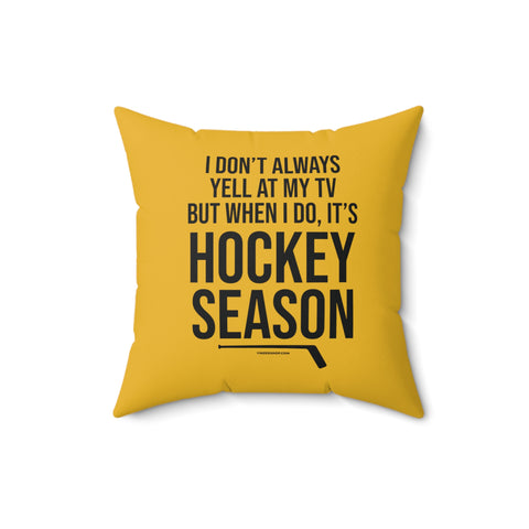 Pittsburgh Hockey Yellow & Black Square Pillow Home Decor Printify 16" × 16"  