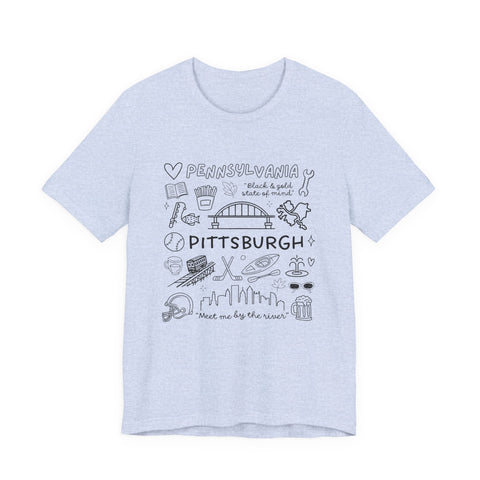 Pittsburgh Doodle Collage - Unisex Jersey Short Sleeve Tee