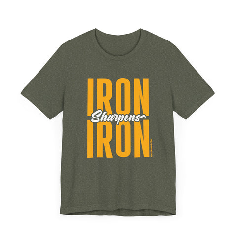 Iron Sharpens Iron - Proverbs 27:17 - Short sleeve T-shirt T-Shirt Printify Heather Military Green XS 