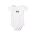 White baby onesie featuring 'Baltimore smells like my diaper' slogan, ideal for funny infant apparel in neutral tones.
