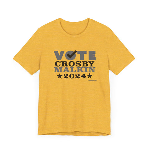 Vote Crosby Malkin 2024 - Election - Short Sleeve Tee T-Shirt Printify Heather Yellow Gold XS