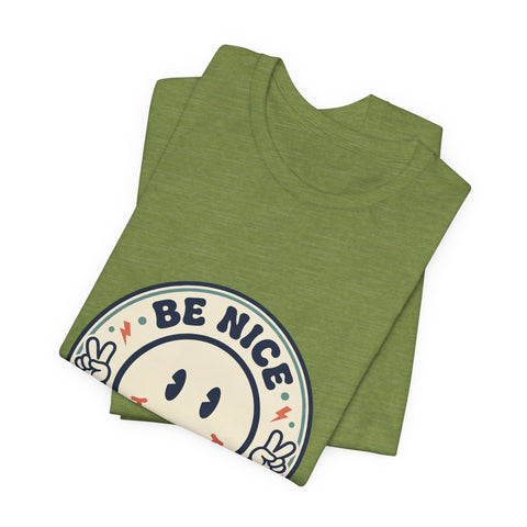 Be Nice You Jagoff Smile Badge Tee | Sarcastic Slogan Shirt
