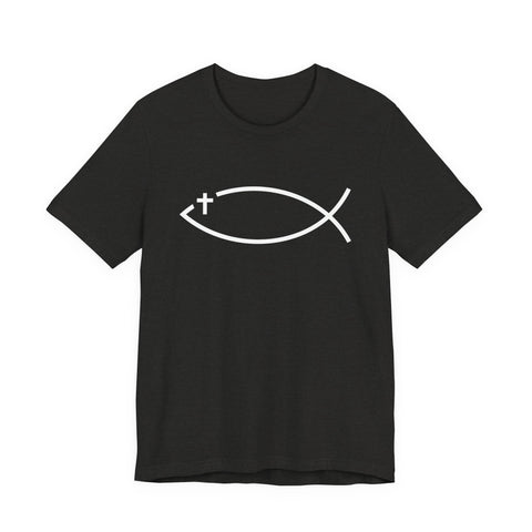 Christianity Cross Fish Symbol - Unisex Jersey Short Sleeve Tee