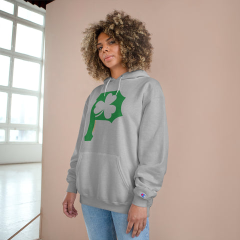 St. Patty's Day Clover - P is for Pittsburgh Series - Champion Hoodie Hoodie Printify   