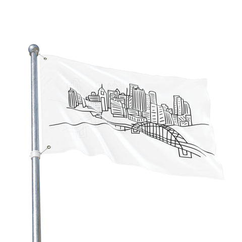 Pittsburgh Cartoon Skyline - Double Sided Flag