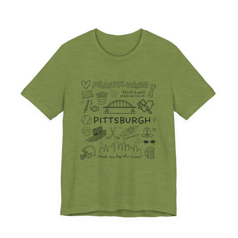 Pittsburgh Doodle Collage - Unisex Jersey Short Sleeve Tee