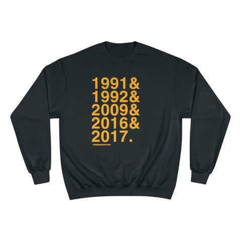Pittsburgh Penguins Stanley Cups Ampersand - Champion Crewneck Sweatshirt Sweatshirt Printify Black S 