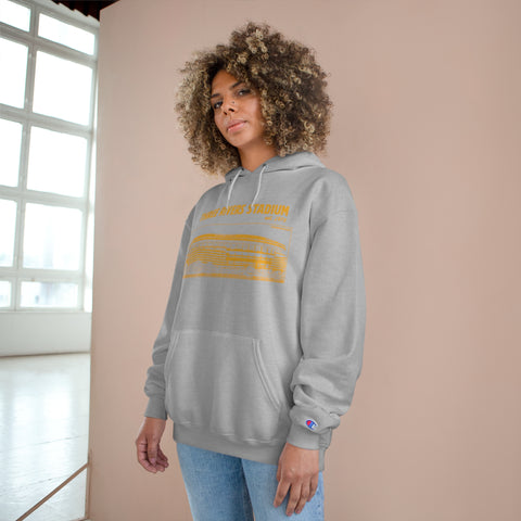 Three Rivers Stadium - Retro Schematic - Champion Hoodie Hoodie Printify   