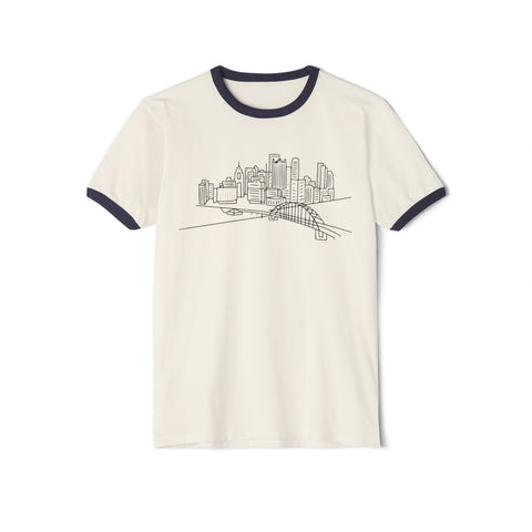 Pittsburgh Skyline - Unisex Cotton Ringer T-Shirt