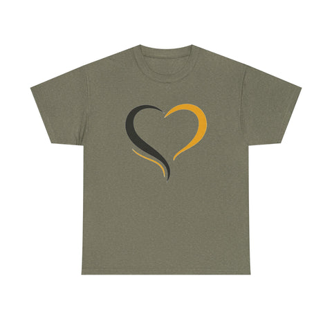 Black and Yellow Heart - Unisex Heavy Cotton Tee