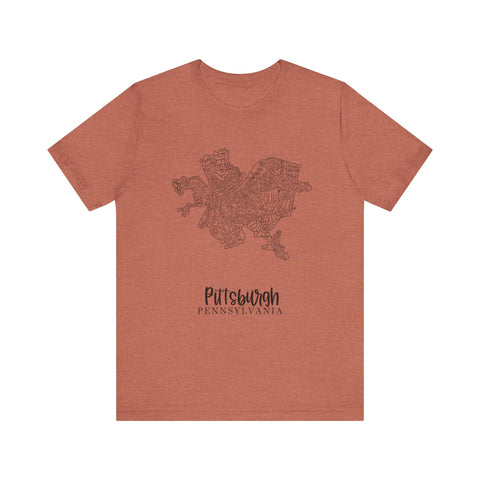 Pittsburgh Neighborhoods Map Short Sleeve T-Shirt