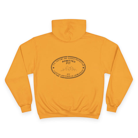 Pittsburgh Border Stamp - Print on back - Champion Hoodie