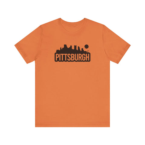 Pittsburgh Bold Skyline T-Shirt  - Unisex bella+canvas 3001 T-Shirt Printify Burnt Orange XS 