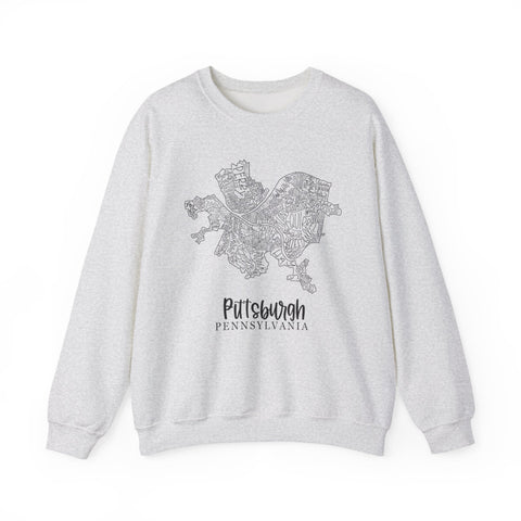Pittsburgh Topo Word Map Graphic Gildan Heavy Blend™ Crewneck Sweatshirt