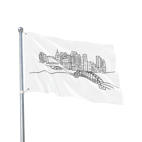 Pittsburgh Cartoon Skyline - Double Sided Flag