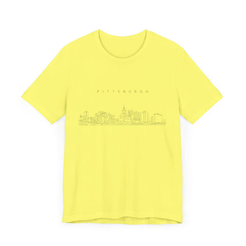 Pittsburgh One Line Drawing of Skyline T-Shirt  - Unisex bella+canvas 3001 T-Shirt Printify   