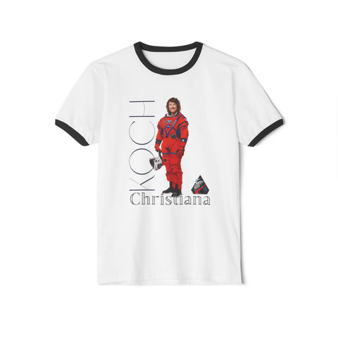 Astronaut Graphic Ringer T-Shirt — 'Koch/Christiana' Retro Space Crew Tee Artemis 2