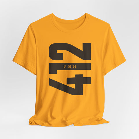412 Bold Vertical Number Tee — Minimalist Monochrome Graphic T-Shirt