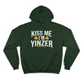 Kiss Me, I'm Yinzer - St Patty's Day - Champion Hoodie Hoodie Printify Dark Green S 