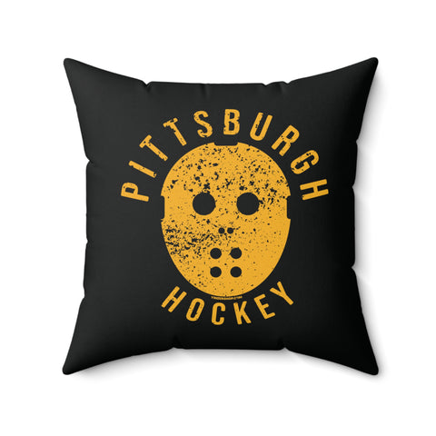 Pittsburgh Hockey Black & Yellow Square Pillow Home Decor Printify 20" × 20"