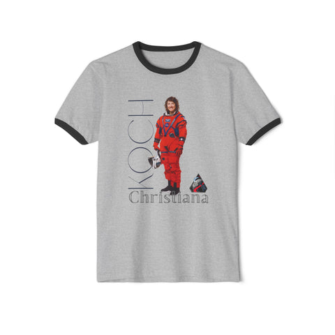 Astronaut Graphic Ringer T-Shirt — 'Koch/Christiana' Retro Space Crew Tee Artemis 2
