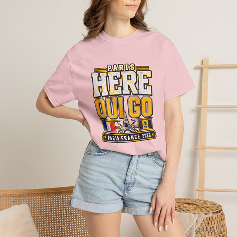 Paris 'Here Oui Go' T-Shirt — Paris France 2026 Travel Premium T-shirt from Comfort Colors