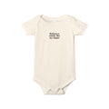 Cream-colored baby onesie with bold 'Baltimore smells like my diaper' text, a playful gift for infants and new parents.