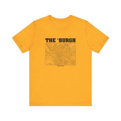 The 'Burgh Retro Map   - Short Sleeve Tee T-Shirt Printify Gold S 