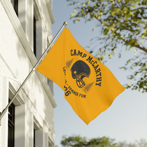 Camp McCarthy 2026 Double-Sided Outdoor Flag — Latrobe PA Summer Camp Football Design