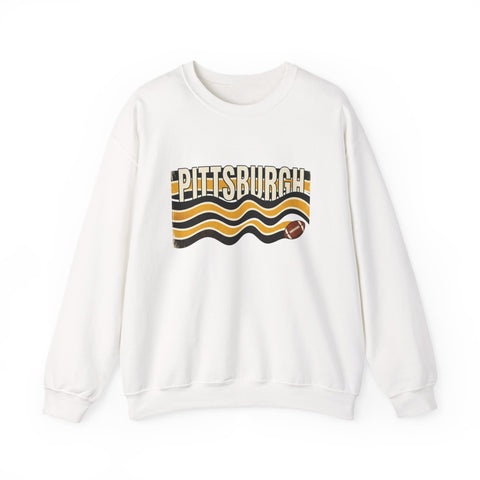 Pittsburgh Wavy Football Crewneck Sweatshirt