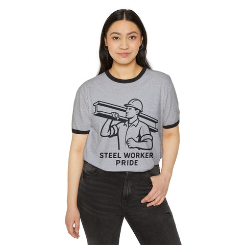 Steel Worker Pride - Unisex Cotton Ringer T-Shirt