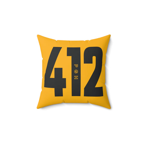 412 City Code Throw Pillow — Yellow Pittsburgh Number Accent Pillow