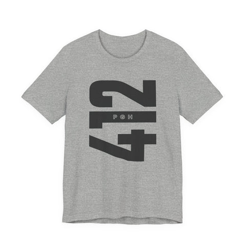 412 Bold Vertical Number Tee — Minimalist Monochrome Graphic T-Shirt