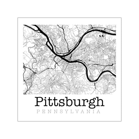 Pittsburgh Pennsylvania Graphic Street Map Vinyl Square Stickers Paper products Printify 5" × 5"