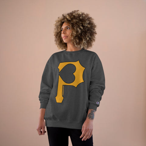 Heart of Pittsburgh - P for Pittsburgh Series - Champion Crewneck Sweatshirt Sweatshirt Printify   