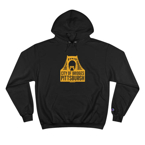 Pittsburgh, City of Bridges - Champion Hoodie Hoodie Printify Black S 