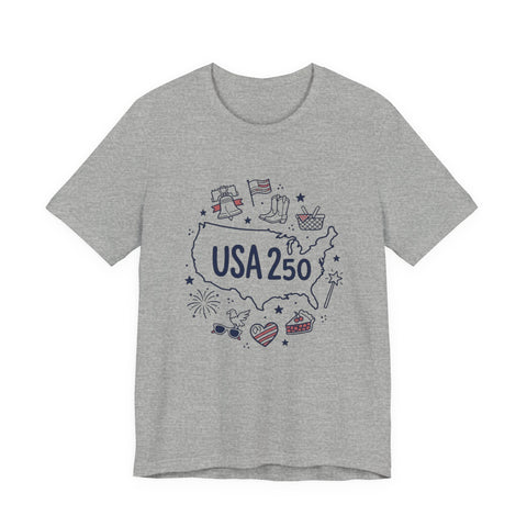 Retro USA Map Graphic Tee | 4th of July Stars & Stripes, Patriotic Vintage
